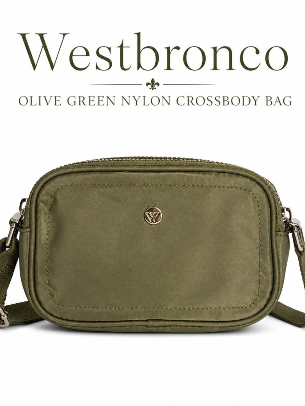 Westbronco Olive Green Nylon Crossbody Bag